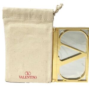 NWT Valentino Compact Gold Plated Fashion Mirror